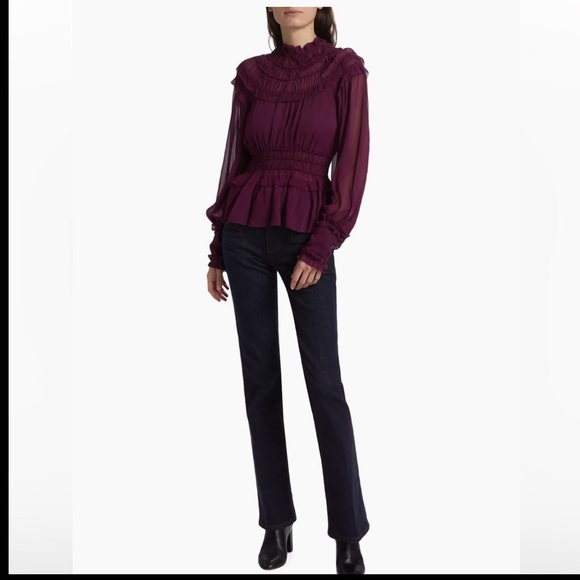 NWT Farm Rio mock neck sheer blouse - Picture 4 of 8